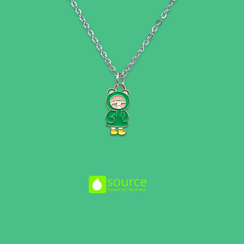 Kalung Rantai Liontin Kartun Astronot Bahan Stainless Steel Alloy Untuk Aksesoris Pakaian Anak Perempuan