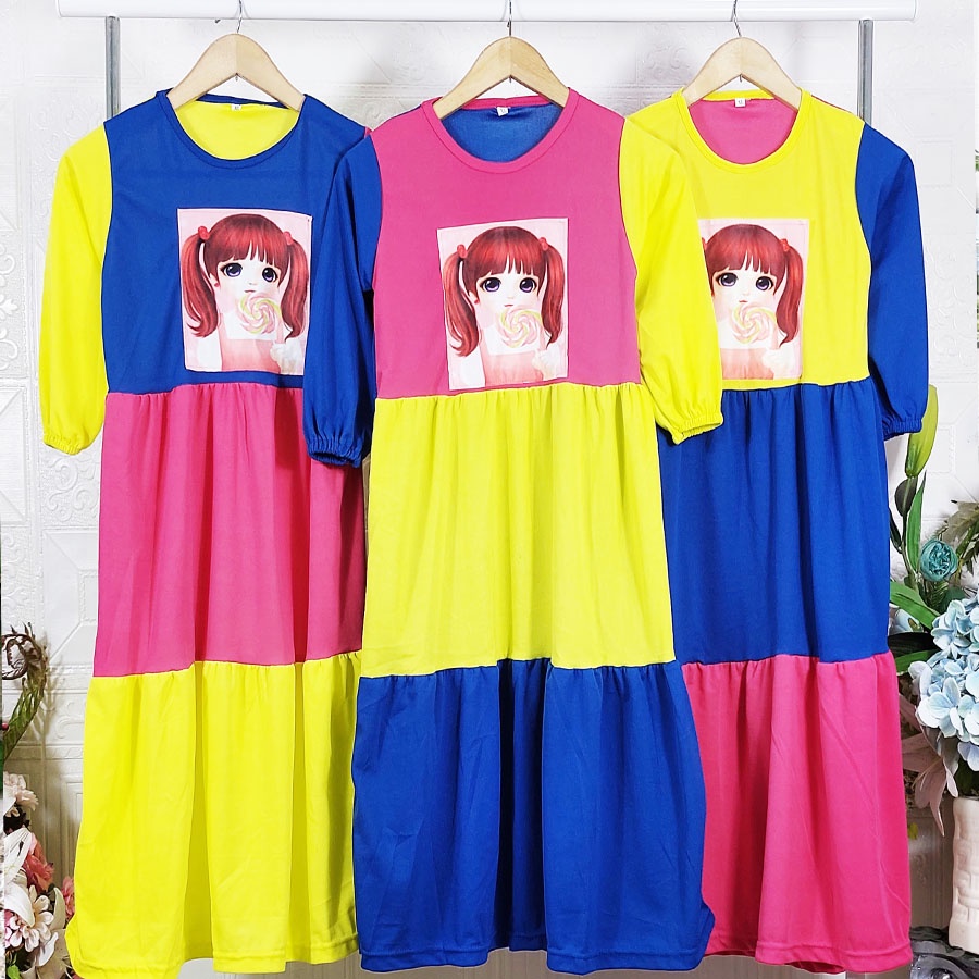 GAMIS LOLIPOP WARNA WARNI ANAK 2-13tahun SOLEHA PEREMPUAN DRESS