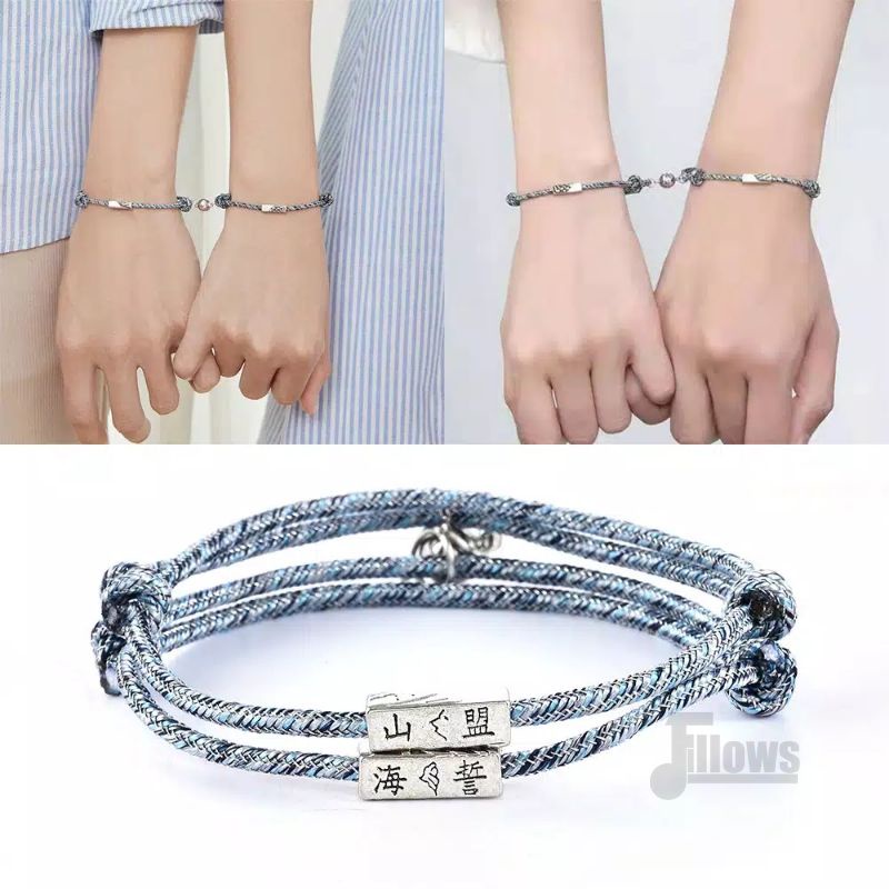 2 PCS/SET Gelang Couple Magnet Blue / PASANGAN MAGNET - INFINITY Bracelet N Couple Creative Couple