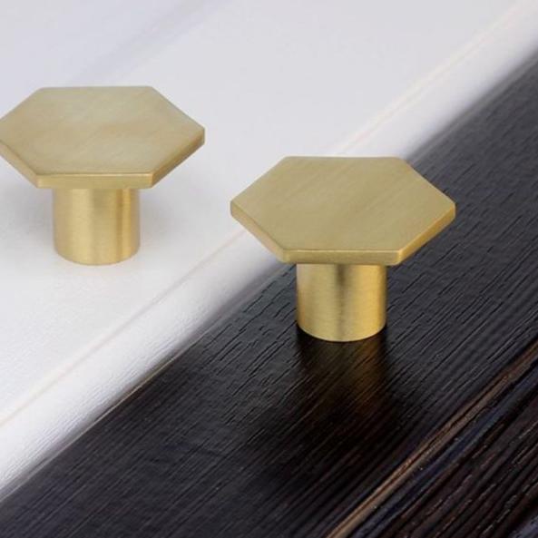 Gold Handle Brass Hexagon Knob Cabinet Pull Tarikan Laci Emas