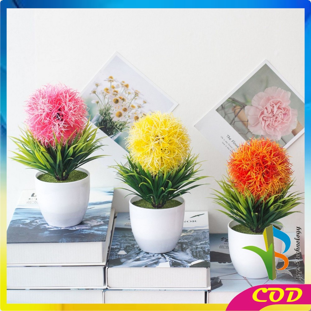 RB-C35-37 Ornamen Pot Bonsai Pajangan Dekorasi Rumah Tanaman Bunga Hias Plastik Artificial Flower