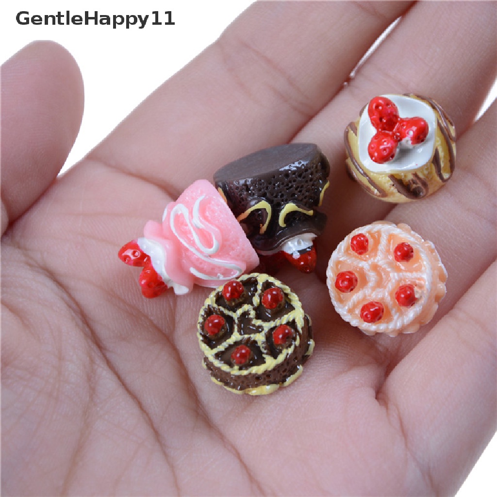 Gentlehappy 5pcs Dessert 3D Resin Cream Kue Miniatur Aksesoris Rumah Boneka id