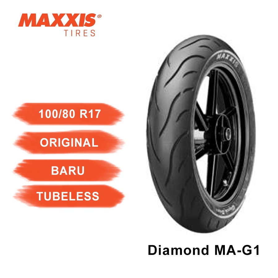 Ban Motor Bebek Merk Maxxis MA-G1 ukuran 100/80 Velg Ring 17 Tubles Tubeless cocok untuk Motor Supra