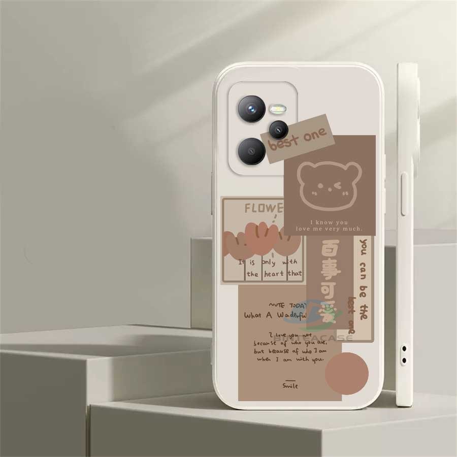 Casing Untuk Realme 10 C35 C21Y C25Y C21 RealmeC11 C25 C17 C15 C12 C3 C2 Realme 8i 7i 5 5i 6i 6 Pro 7 Pro Cute Bear Note Silicone Phone Case Binteacase