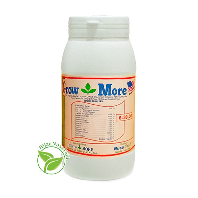 Pupuk GROWMORE 6-30-30 454 gram - nutrisi pemercepat bunga dan buah kemasan botol packing pabrik Nus