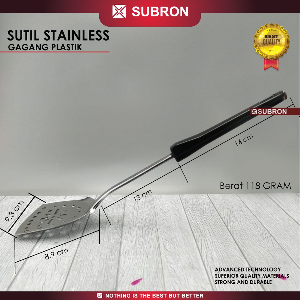 Spatula Stainless Steel Susuk Sutil Sodet Gagang Plastik - SUBRON