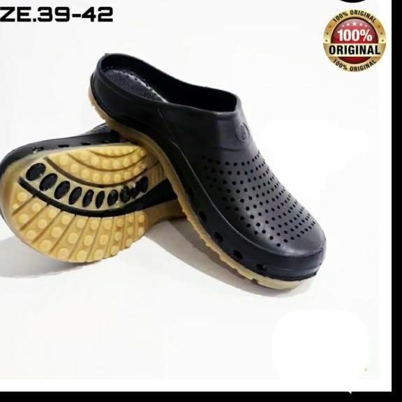 SEPATU SANDAL PRIA AP CLOGS BOOTS SENDAL KARET SLOP 39~42 ORI MURAH - Cokelat, 40