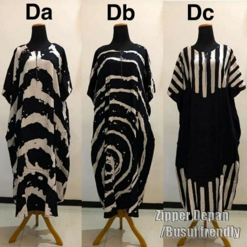 Daster lowo jumbo abstrak malam hitam rayon ajl Resleting depan