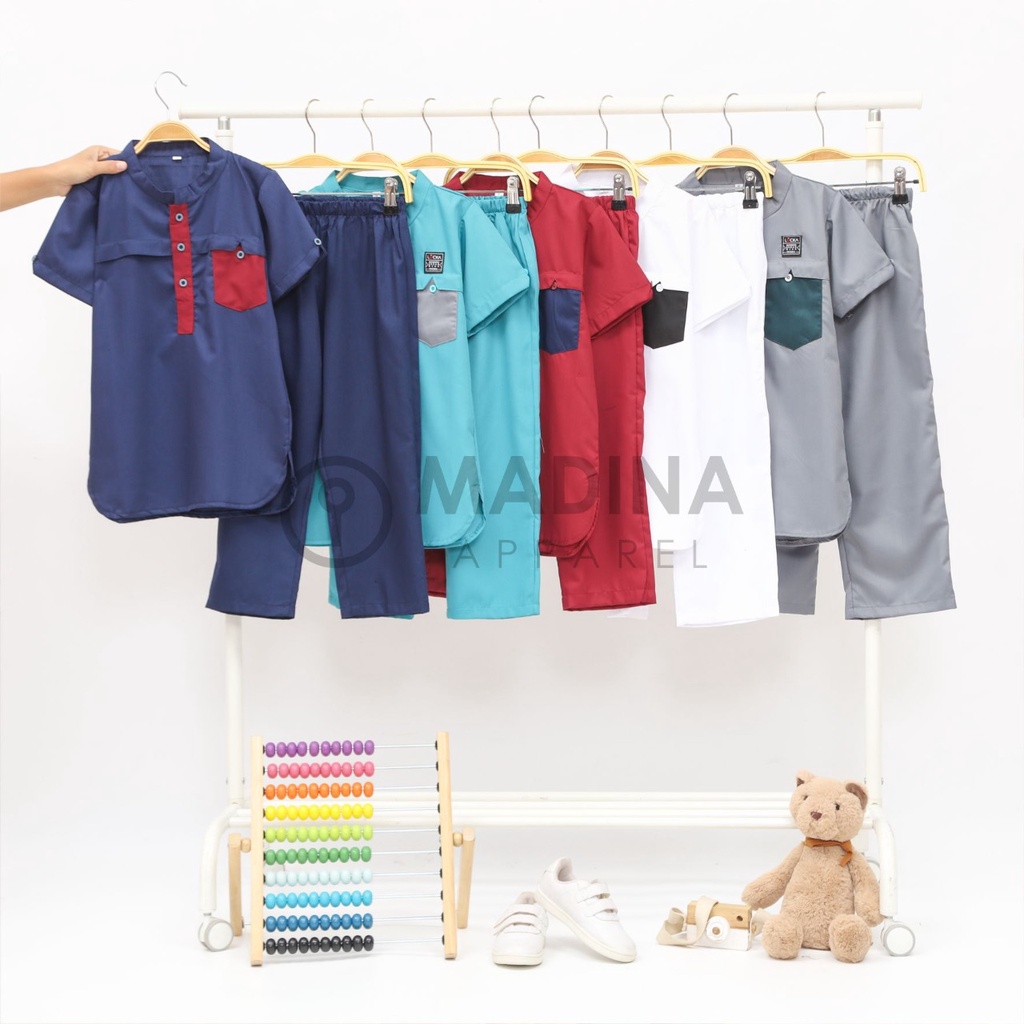 setelan Koko anak laki laki Basra 6-12 tahun/pakaian muslim anak