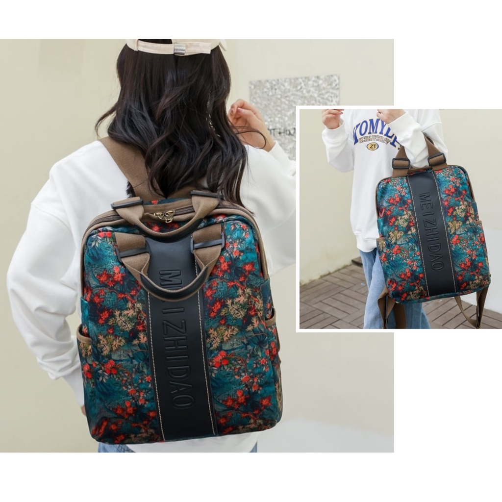 TAS RANSEL WANITA BUNGA BESAR MUAT TA708G3 LAPTOP MOTIF NYLON SASTIMA IMPORT BACKPACK PUNGGUNG REMAJA GENDONG CEWEK KULIAH KERJA KEKINIAN KOREA MURAH FASHION SEKOLAH BRANDED