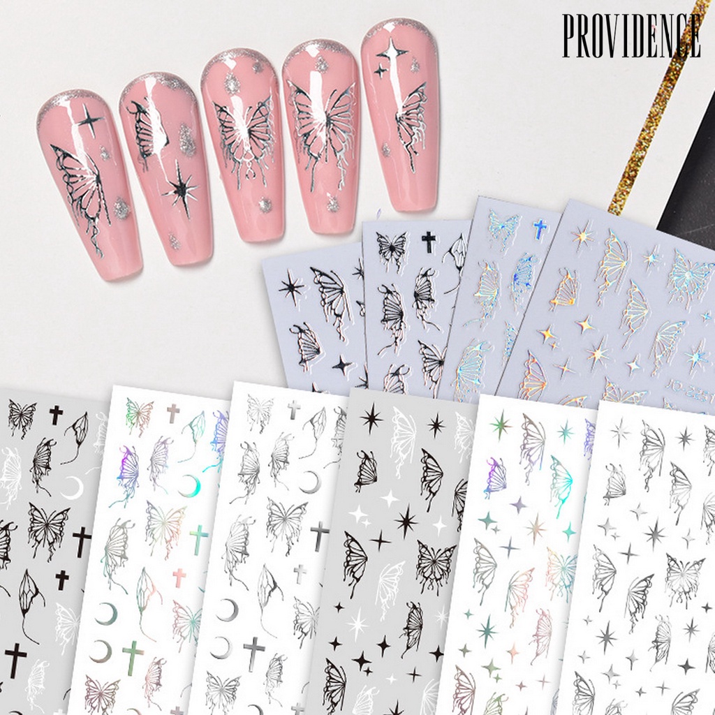 Providence 3Pcs / Set Stiker Kuku Motif Kupu-Kupu 3D Untuk Nail Art / Manicure DIY Butterfly