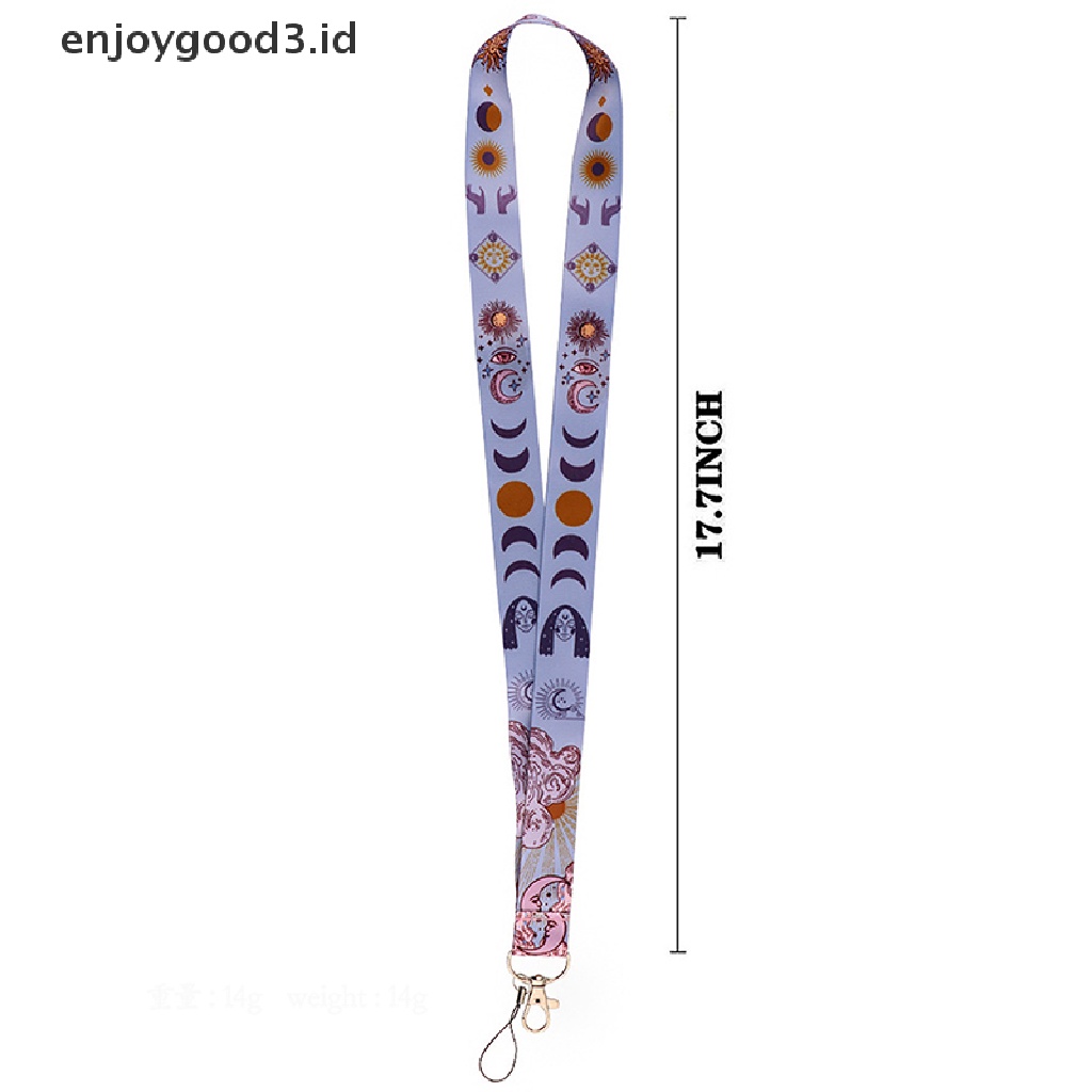 Tali Lanyard Holder Kartu ID / Handphone Motif Matahari / Bulan Gaya Vintage