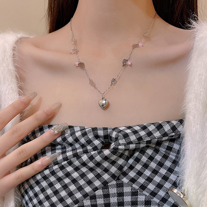 Kalung Choker 3D Bahan Titanium steel Warna Silver Untuk Wanita