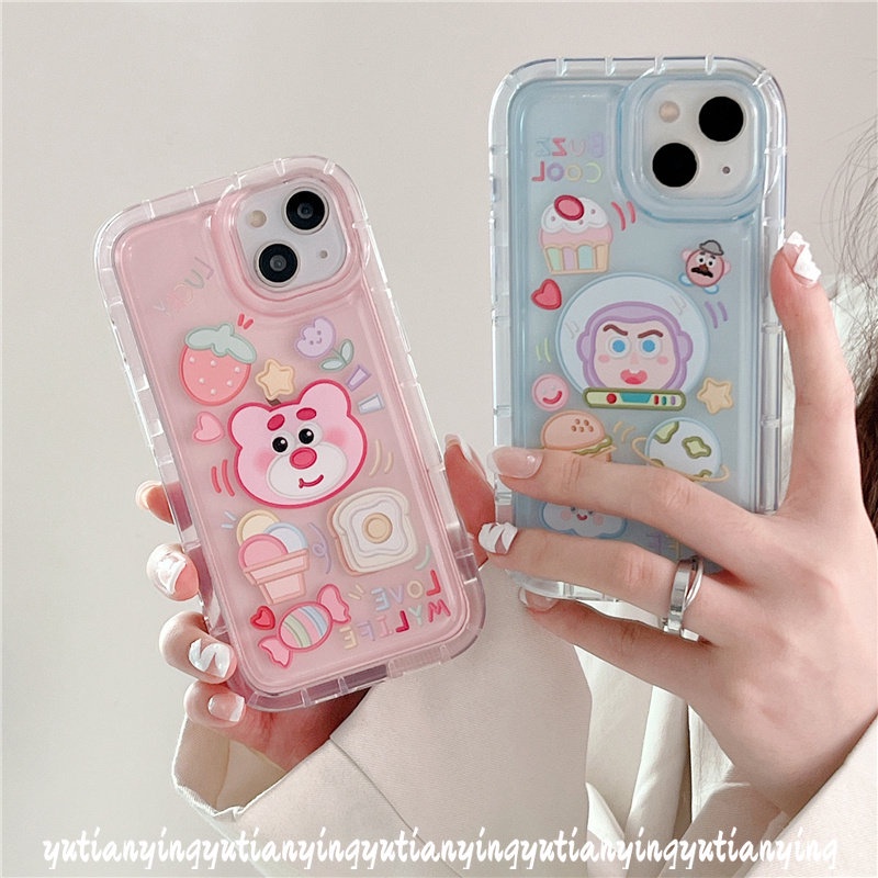 Soft Case TPU Motif Kartun Strawberry Beruang Kirby Untuk iPhone 11 13 12 14 Pro MAX XR 7plus 7 8 6 6S Plus X XS MAX