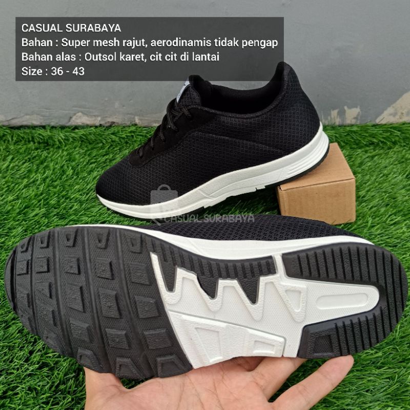 SEPATU SNEAKERS SEKOLAH KERJA HITAM ALAT BAHAN KARET