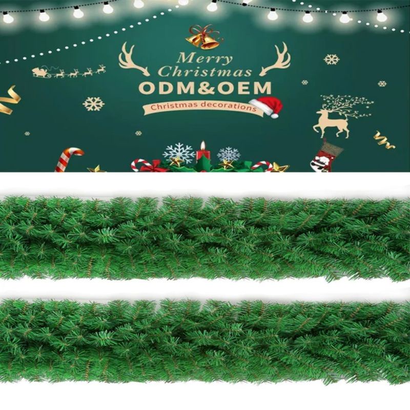 2,7 Meter Garland Natal 200T Hijau Bahan PVC Premium Tebal / Garland Dekorasi Natal