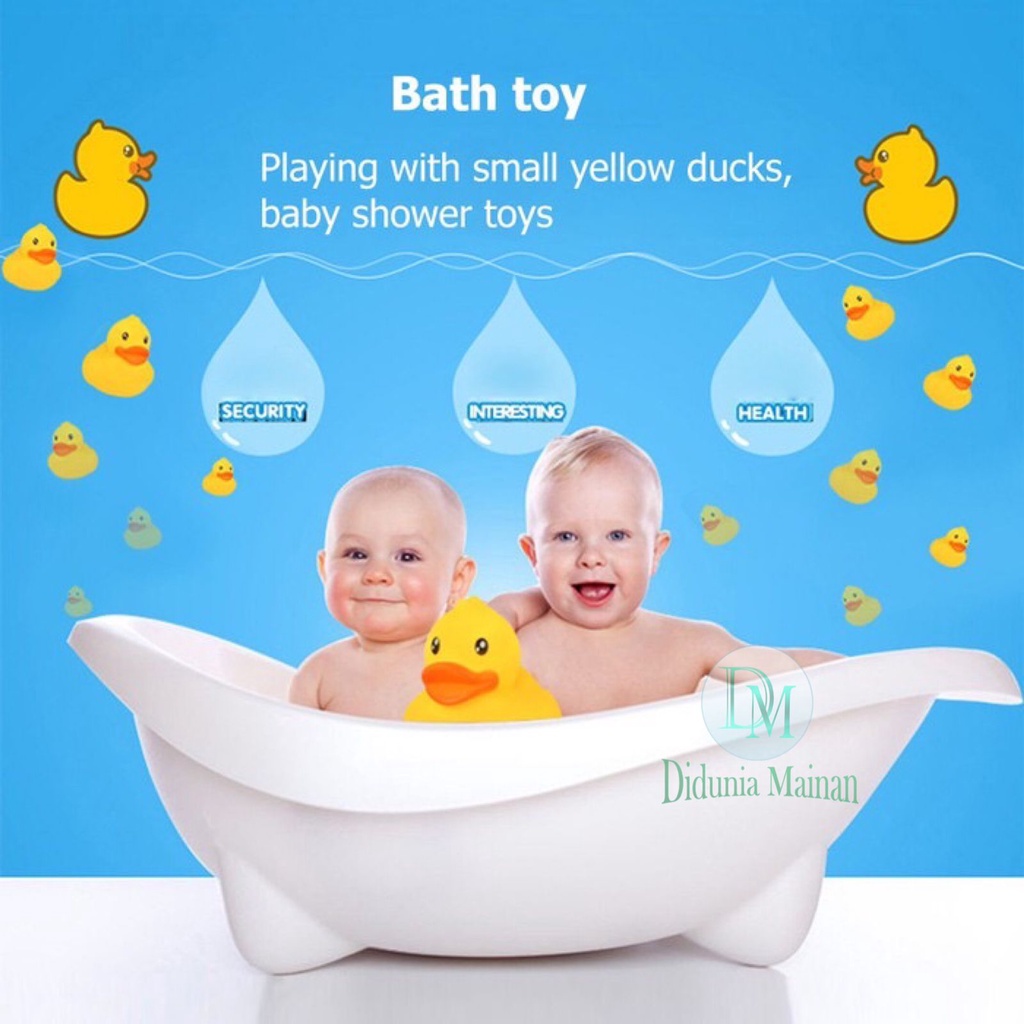 Mainan air anak bayi mandi bebek karet mini pencet bunyi 6 pcs happy duck