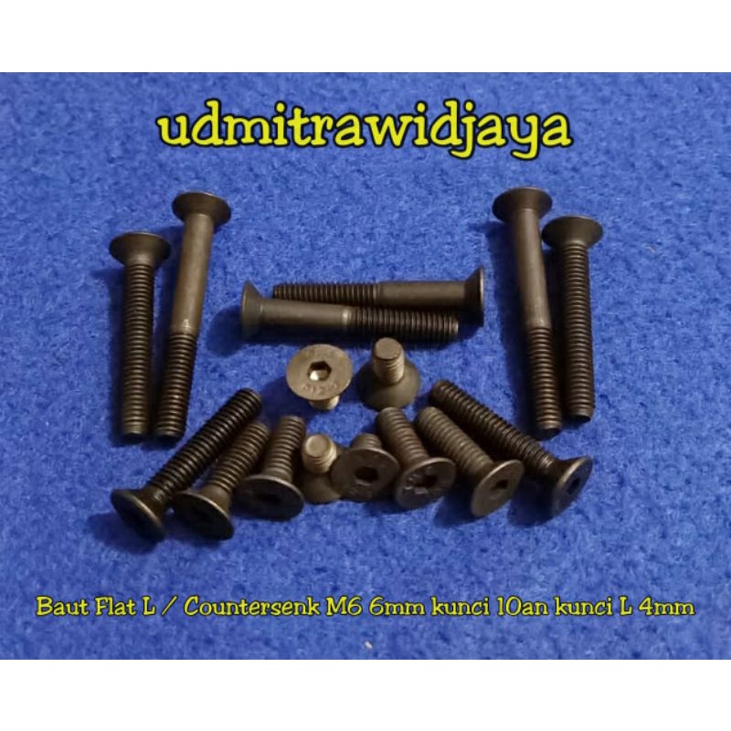 Baut Tirus Flat L versenk baja kunci 10 TIRUS panjang 1,5cm 2cm 2,5cm 3cm 4cm 5cm 6cm baut versunk L baja M6 6mm baut oversenk kunci 10an baut kunci L 4mm 10mm baut rak susun baut grade 12.9 baut baja Countersenk (L) Baut jalu motor baut sepeda