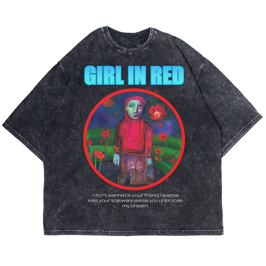 Patternmerch "Girl In Red I don't wanna be your friend" Oversize T-shirt | washed tee | kaos vintage