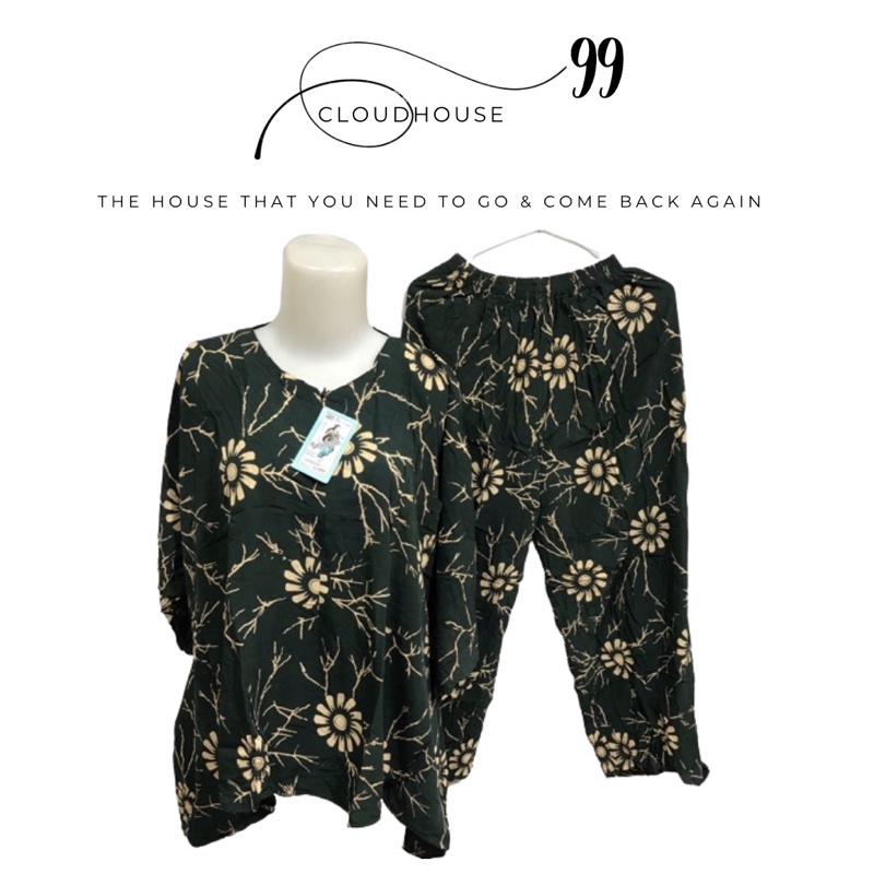 Setelan Batik Super Jumbo WAKA Celana Panjang Ld 150cm (BB 60-80kg) | Waka Set Rayon  Setelan Wanita