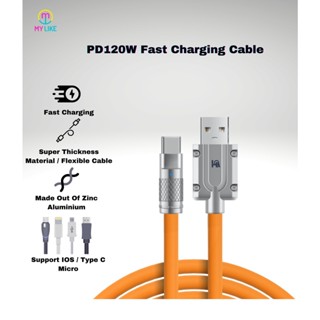 PD120W Fast Charging Cable / Kabel Data / Fast Charging Kabel 120W / Ready For IOS Type C Micro / Kabel Charging Untuk Semua Tipe Hp / Iphone Samsung Xiaomi Oppo Huawei Infinix GoogleKabel Silicon + Zinc Alloy Aluminium