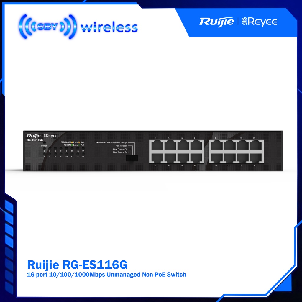 RUIJIE RG-ES116G 16 Port Gigabit Unmanaged Metal Switch