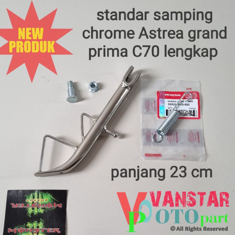 STANDAR SAMPING CHROME ASTREA GRAND PRIMA STAR C70 C80 PANJANG 23CM FULLSET
