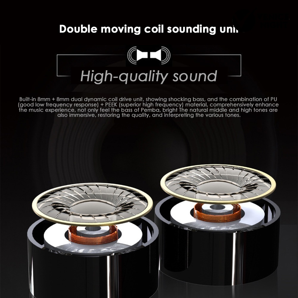 (VNEP) (Berkabel) Dual Moving Coil 4-unit In-ear HiFi Musik Earphone Olahraga Headset dengan Mic