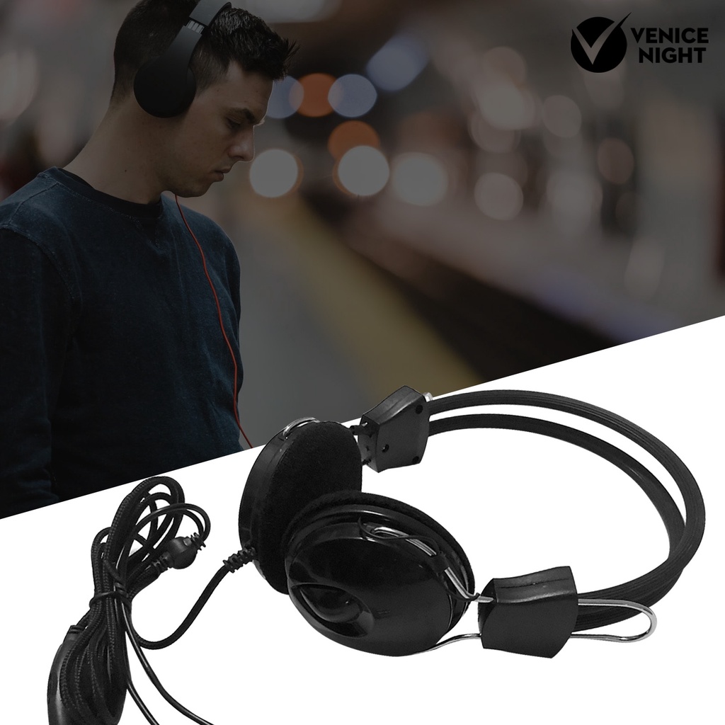 (VNEP) (Berkabel) 3.5mm Universal Noise Cancelling Head-mounted Headset Headphone dengan Mic untuk Komputer