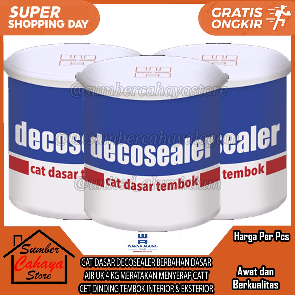 CAT DASAR DECOSEALER BERBAHAN DASAR AIR UK 4 KG PUTIH WHITE MERATAKAN MENYERAP CATT CET DINDING TEMB