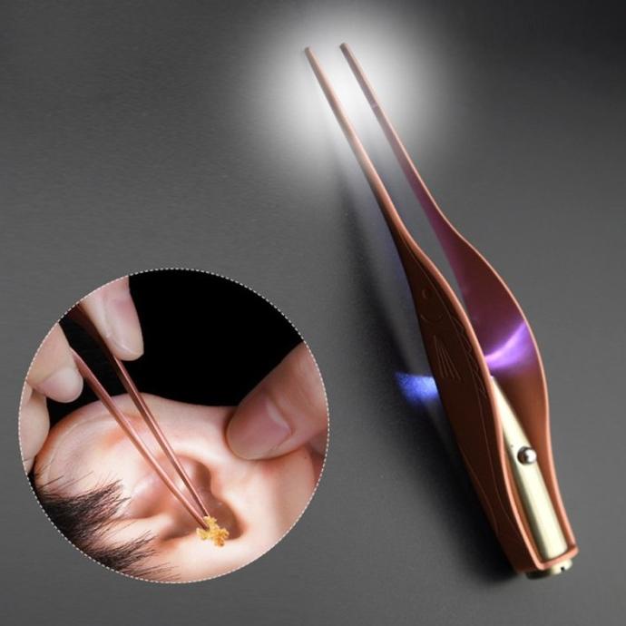 Alat Korek Kuping Stainless Steel Model Pinset with Lampu led light
