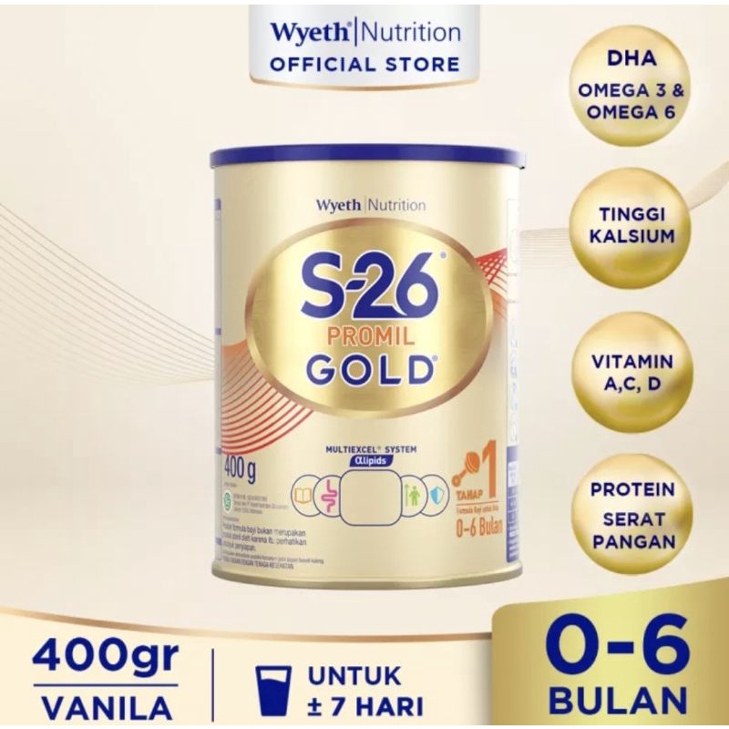 Susu S26 ( 0-6 bulan ) 400gr  ( ex sampai 2025 )