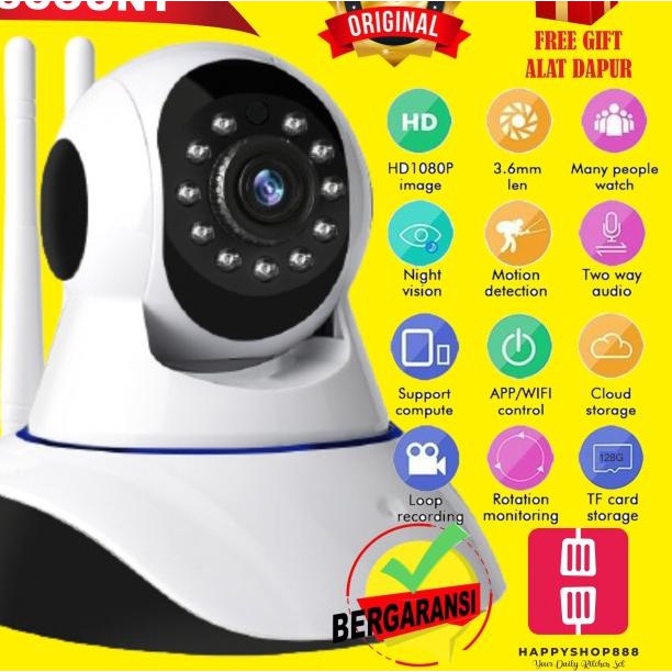 Wifi Smart Net Camera IP 1080P V380 Pro IPCam CCTV Wifi 3 Antena
