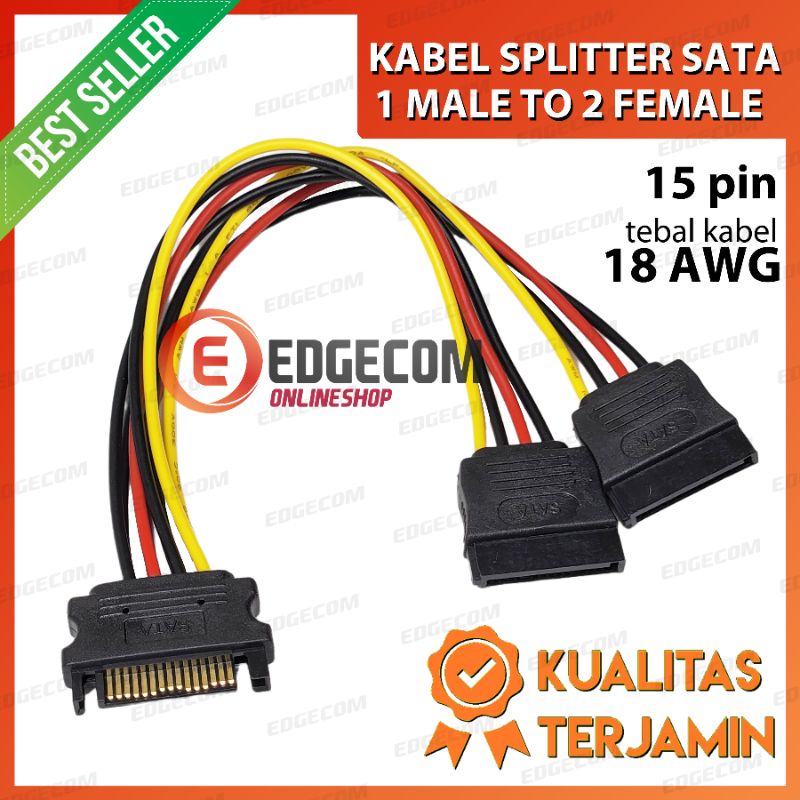 Kabel Power SATA Cabang 15 Pin Male to 2 Female / Power SATA SPLITTER