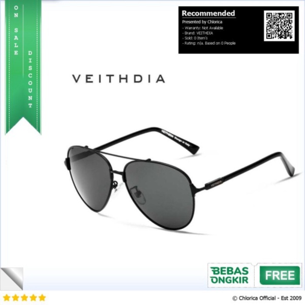 Jual Veithdia Kacamata UV Polarized Sunglasses - 3802 - Hitam Gray VEITHDIA Diskon