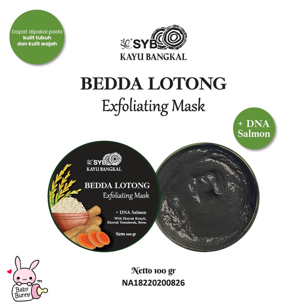 ❤ BELIA ❤ SYB Kayu Bangkal Bedda Lotong Exfoliating Mask + DNA Salmon 100gr | BPOM