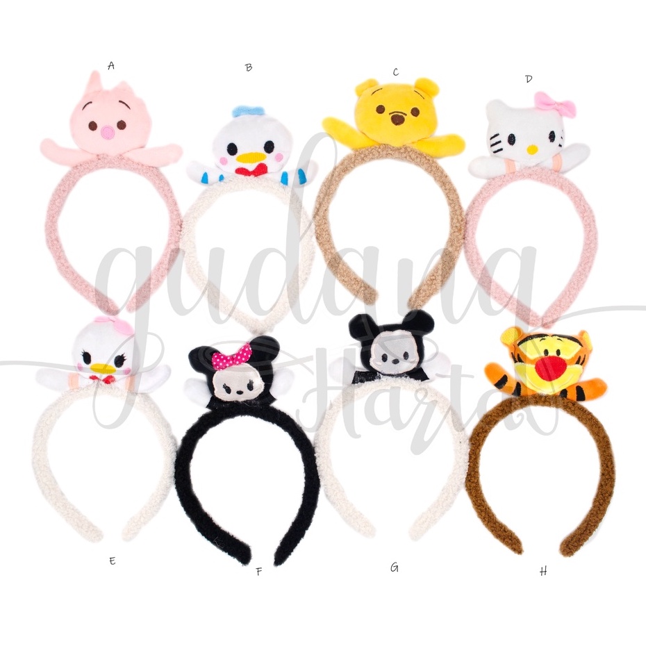 Bando Hello Karakter Bandana Motif Kitty Duck Bear Mouse Tiger Piglet Headband GH 211139