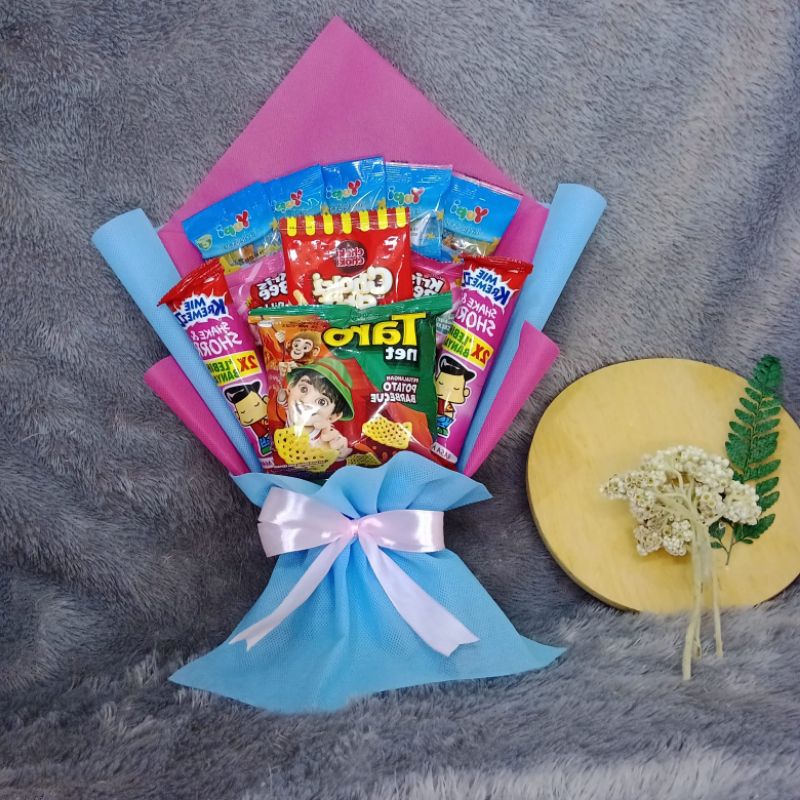 

buket murah Snack pink biru