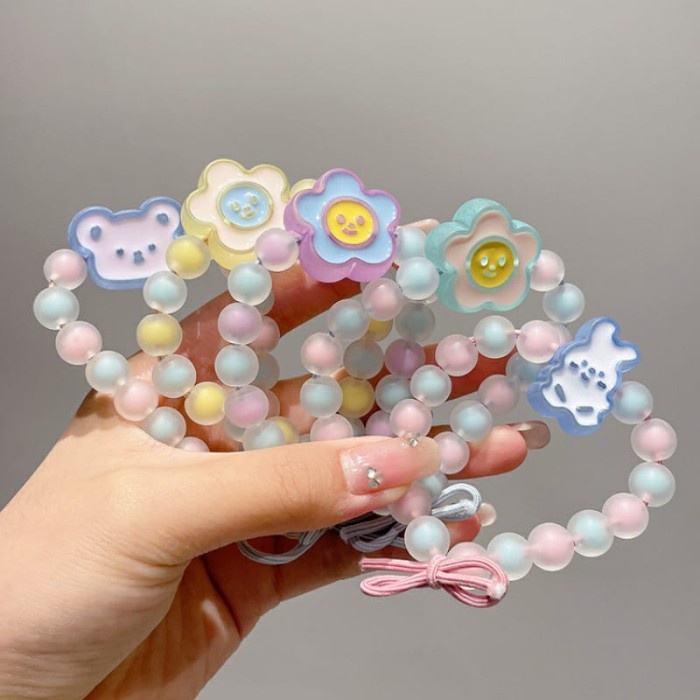 Gelang Karet Rambut Bear Anak Perempuan Motif Unicorn Kado Cewek Manik