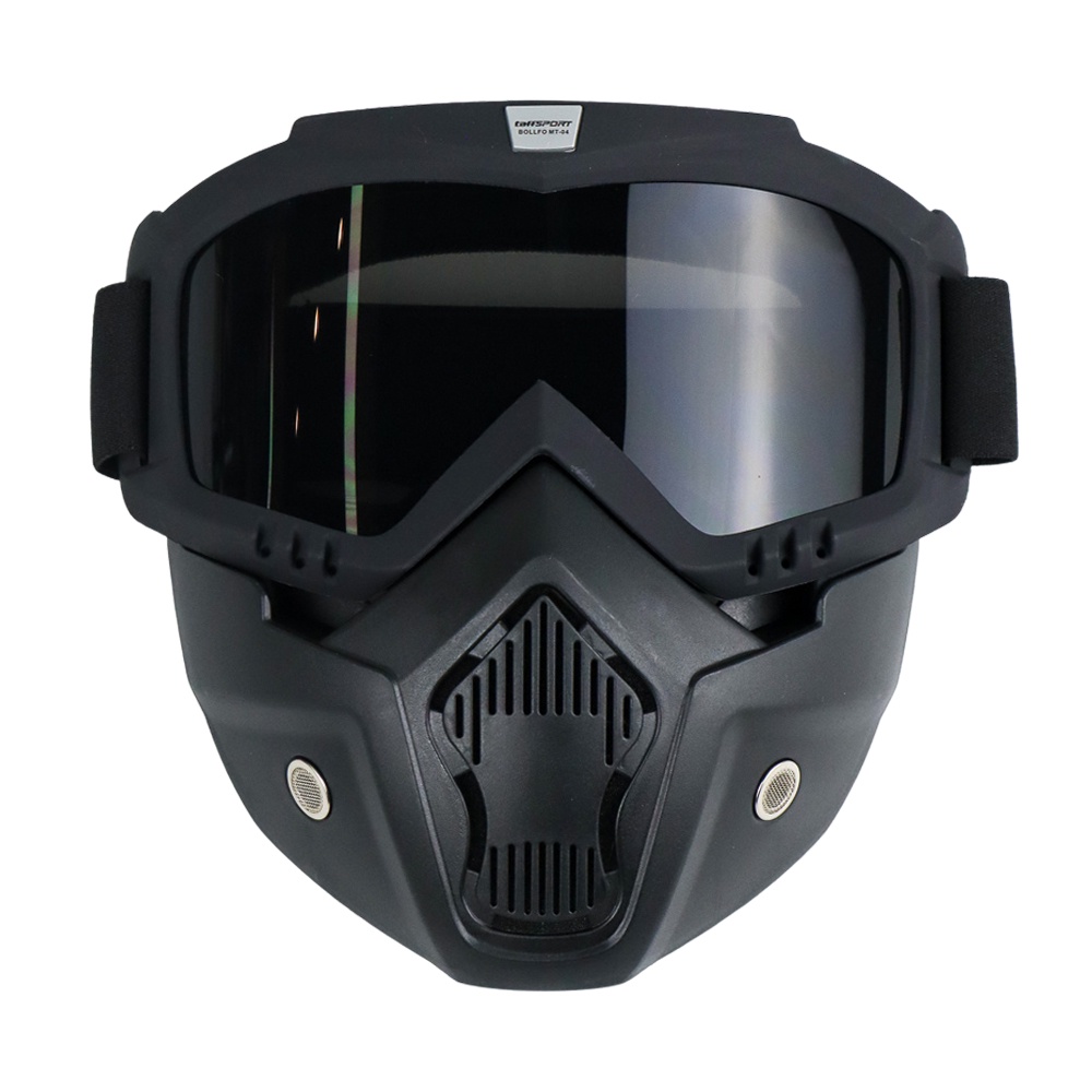 Kacamata Goggles Mask Motor Retro Windproof - Black Gold