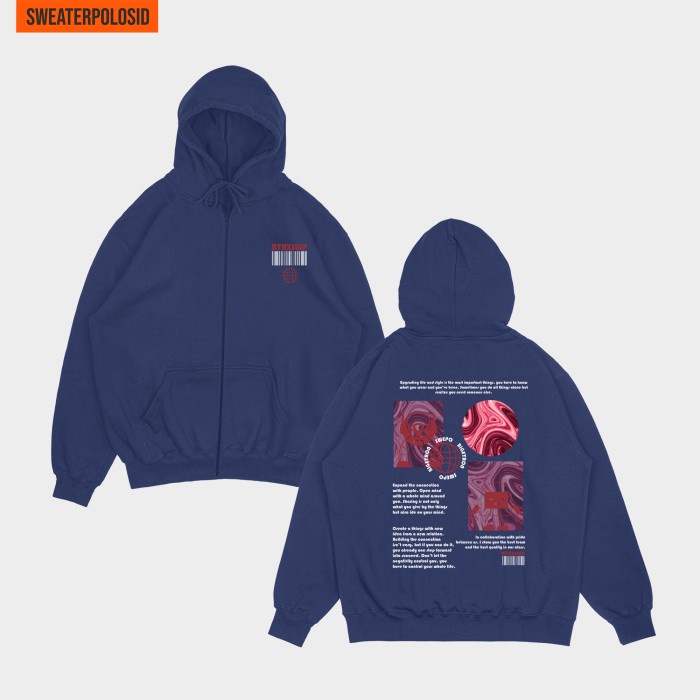 BARU READY SWEATERPOLOSID x BTR — Hoodie Zipper BTR X SWP Size M-XXL - Biru Navy, M MURAH