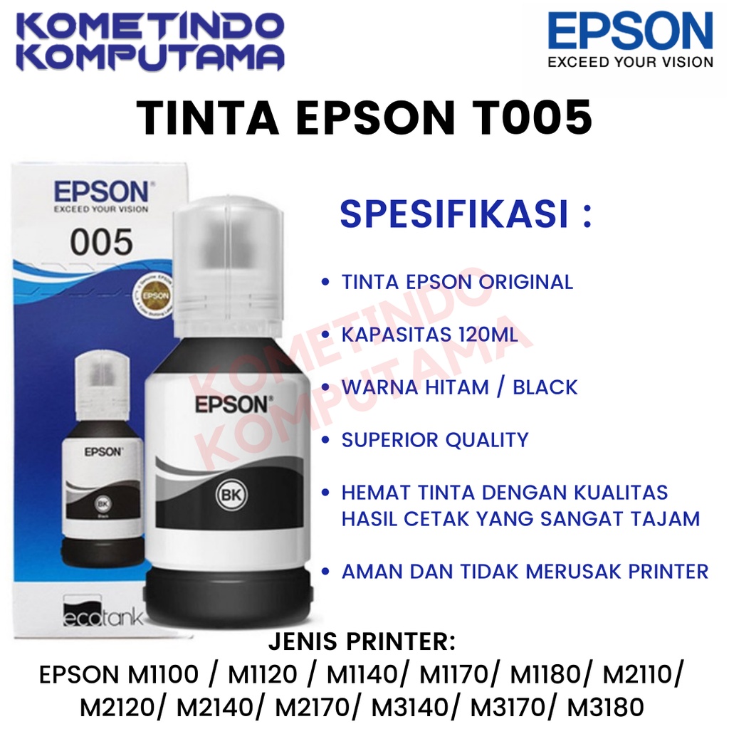 005 Black Pigmen 120ml Tinta Epson 100% Original 120ml PRINT EPSON M1100 M1120 M1140 M2140 M3170