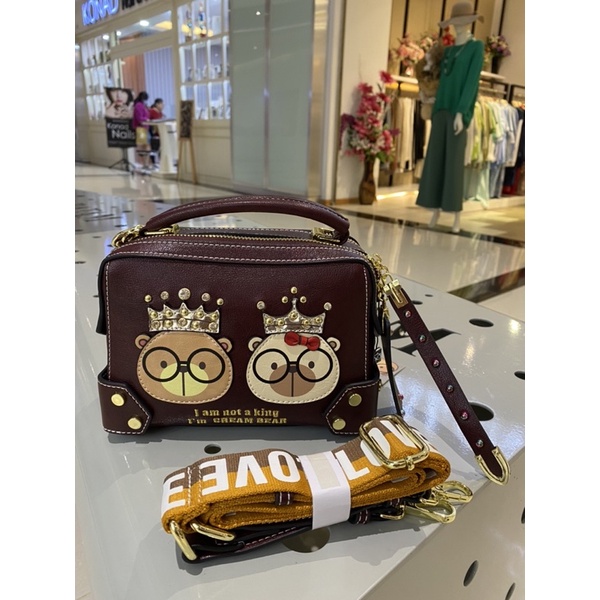 C11075 Sling Bag Cream Bear Original Tas Selempang Wanita