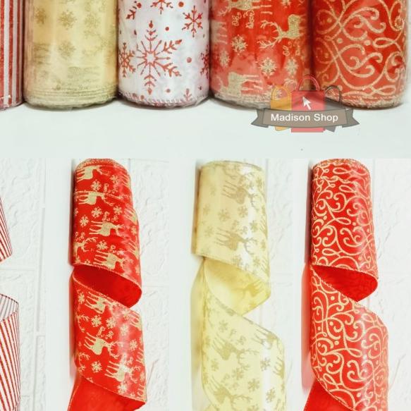 

Pita Natal Rol Besar 10m Hiasan Parcel Dekorasi Pohon Natal Pita Kain
