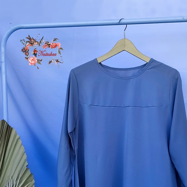Baju Blouse Wanita Model Panjang Samping - Lengan Panjang Karet Warna Abu Atasan Wanita Kasual Kekinian Korean Style Simple