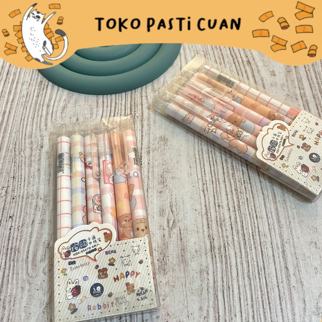 

pulpen pen gel cetek karakter beruang (1 set = 6 pcs) pena lucu tinta hitam bisa COD pen imut keren pulpen unik atk kebutuhan anak sekolah termurah import
