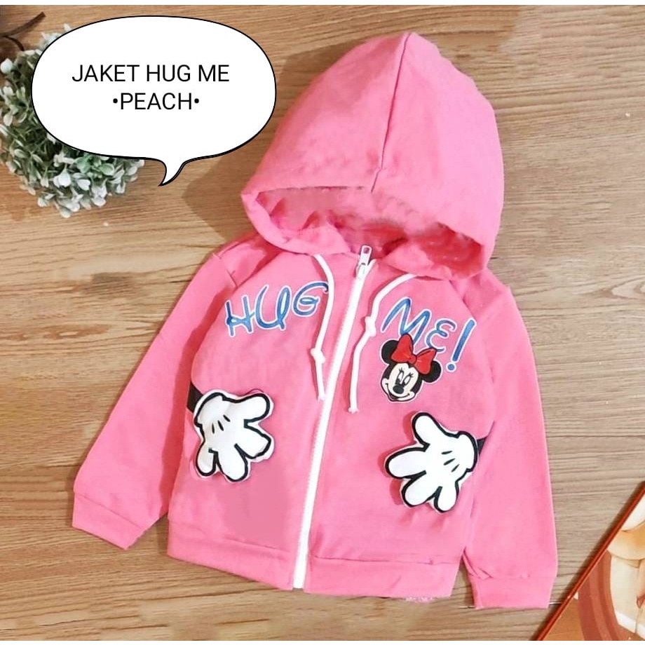 Jaket Bayi Perempuan / Baju Atasan Anak Cewek Hoodie Usia 3-12 Bulan Motif Jaket Hug Me Dan Angsa