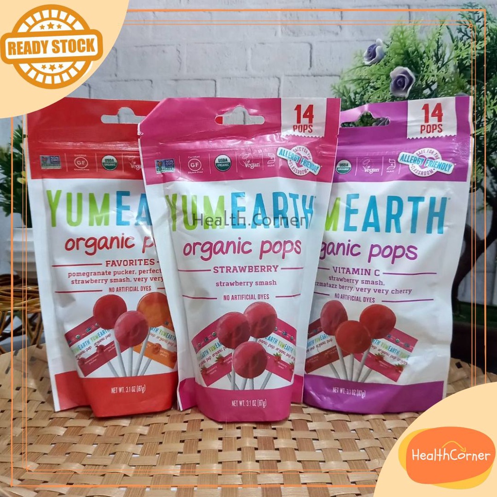 Yumearth organics pop 14's, Yum Earth Pops 14pops [Permen Organic, Permen Anak ]