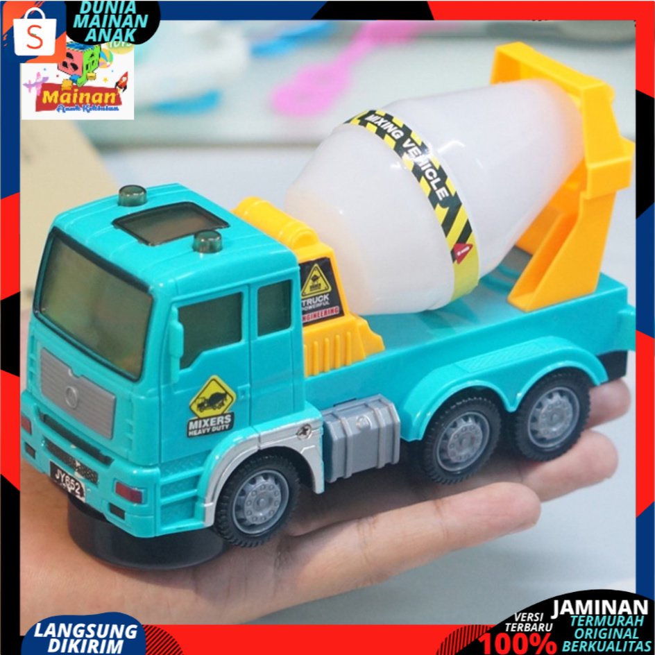 Truk tangki lampu Mainan truk tangki bump &amp; go mainan mobil truck builder tank truk molen Bersuara Dan Berlampu