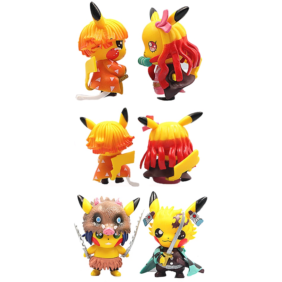 Pokemon Pikachu Cosplay Demon Slayer Kamado Tanjirou Nezuko Anime Action Figure Kimetsu No Yaiba Model Doll Toys For Kid Gifts